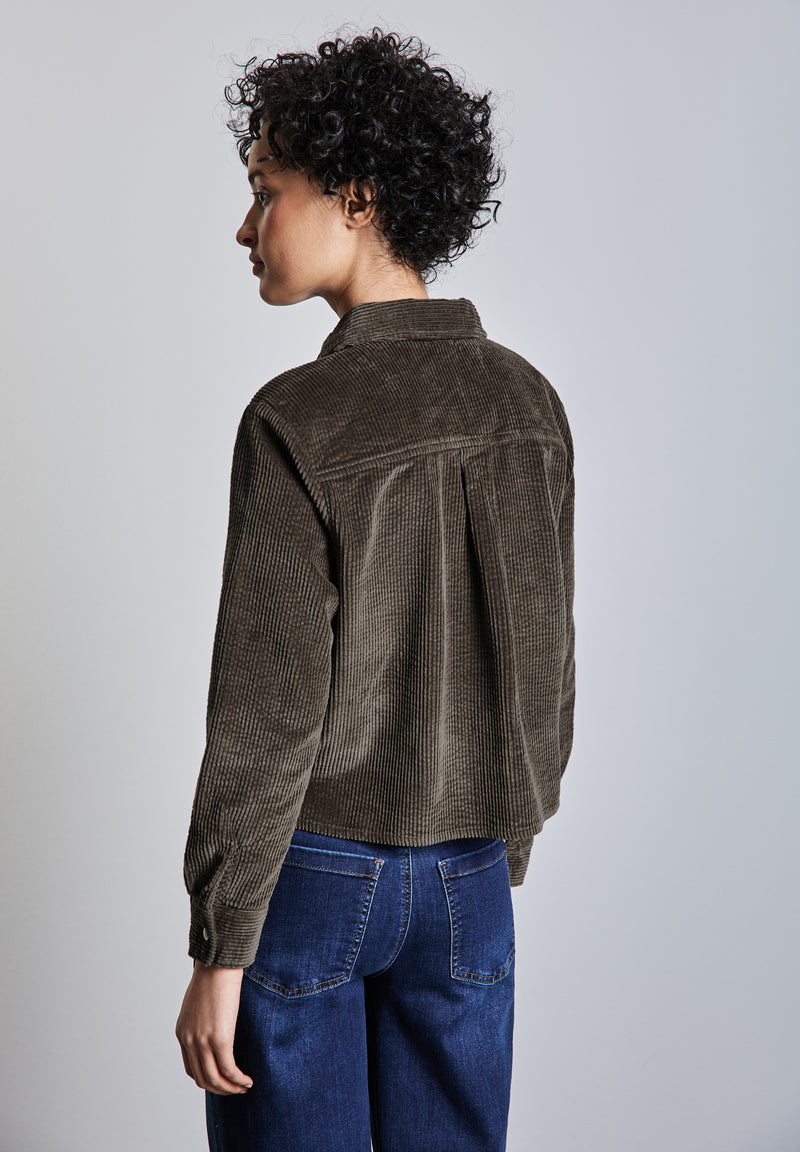 Cordbluse mit Knopfleiste