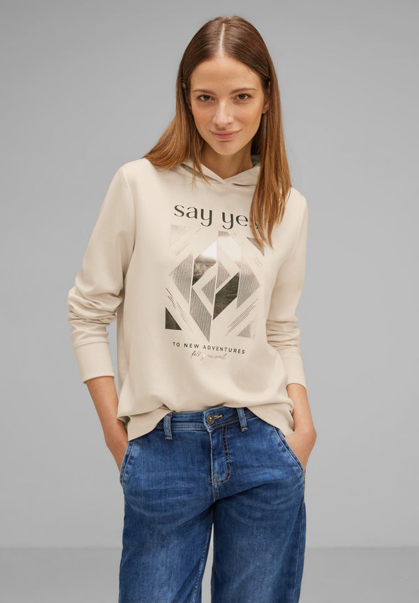 Seiden Look Kapuzenshirt